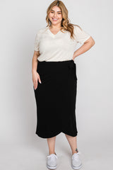 Black Wrap Plus Midi Skirt