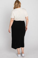 Black Wrap Plus Midi Skirt