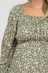 Olive Floral 3/4 Sleeve Maternity Dress