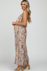 Multi Floral Sleeveless Wide Leg Maternity Jumpsuit