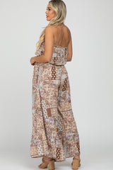 Multi Floral Sleeveless Wide Leg Maternity Jumpsuit