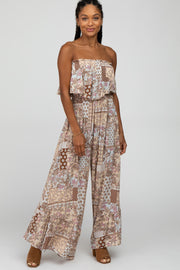 Multi Floral Sleeveless Wide Leg Jumpsuit