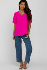 Magenta Short Sleeve Blouse