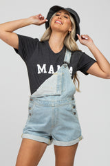 Light Blue Maternity Denim Short Overalls