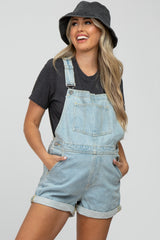 Light Blue Maternity Denim Short Overalls