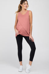 Black Side Pocket Maternity Active Cropped Legging