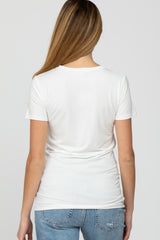 White Basic Short Sleeve Maternity Top