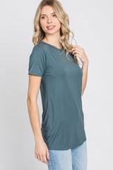 Blue Basic Short Sleeve Top