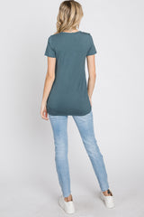 Blue Basic Short Sleeve Top