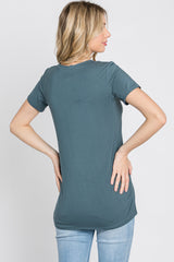 Blue Basic Short Sleeve Top