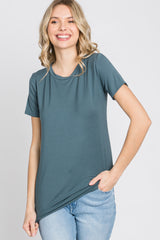 Blue Basic Short Sleeve Top