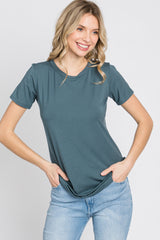 Blue Basic Short Sleeve Maternity Top