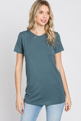 Blue Basic Short Sleeve Top