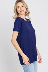 Navy Basic Short Sleeve Top