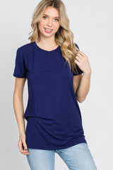 Navy Basic Short Sleeve Top