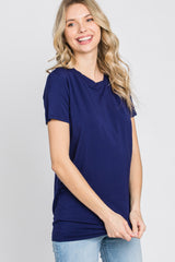 Navy Basic Short Sleeve Top