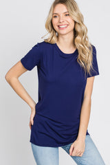 Navy Basic Short Sleeve Maternity Top