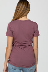 Mauve Basic Short Sleeve Maternity Top