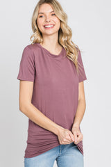 Mauve Basic Short Sleeve Maternity Top