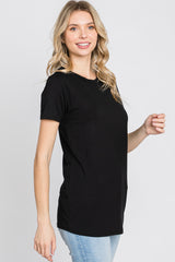 Black Basic Short Sleeve Top