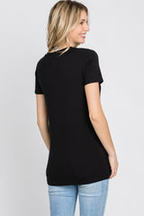 Black Basic Short Sleeve Top