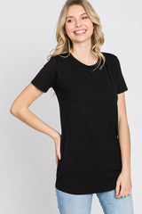 Black Basic Short Sleeve Top