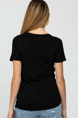 Black Basic Short Sleeve Maternity Top