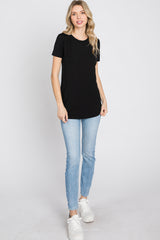 Black Basic Short Sleeve Top