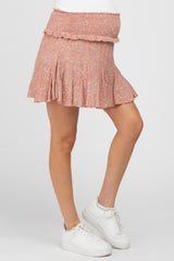 Pink Floral Smocked Maternity Mini Skirt