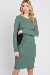 Light Olive Knit Long Sleeve Dress