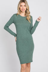 Light Olive Knit Long Sleeve Dress