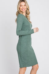 Light Olive Knit Long Sleeve Dress