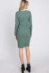 Light Olive Knit Long Sleeve Dress