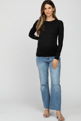 Black Long Sleeve Basic Maternity Top