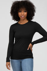 Black Long Sleeve Basic Maternity Top