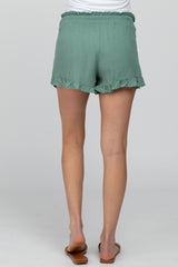 Sage Ruffle Hem Maternity Shorts