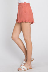 Salmon Ruffle Hem Shorts