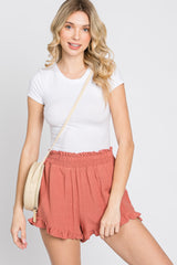 Salmon Ruffle Hem Shorts