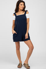 Navy Blue Square Neck Elastic Strap Romper