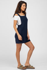 Navy Blue Square Neck Elastic Strap Romper