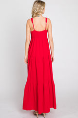 Red Sleeveless Ruffle Tiered Maxi Dress