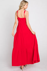 Red Sleeveless Ruffle Tiered Maxi Dress