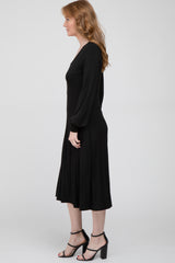 Black Bubble Sleeve Midi Dress