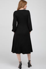 Black Bubble Sleeve Midi Dress