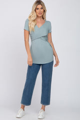 Light Olive Crossover Nursing Top