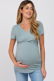 Light Olive Crossover Maternity Nursing Top