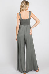 Olive Sleeveless Wide Leg Jumpsuit