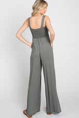 Olive Sleeveless Wide Leg Jumpsuit