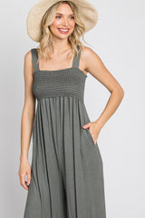 Olive Sleeveless Wide Leg Jumpsuit