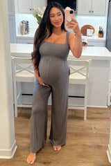 Olive Sleeveless Wide Leg Maternity Jumpsuit